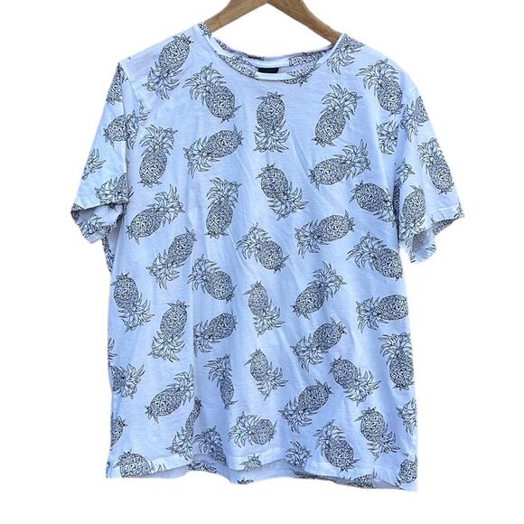 H&M White & Black pineapple print short sleeve t-shirt size XL - Picture 1 of 7